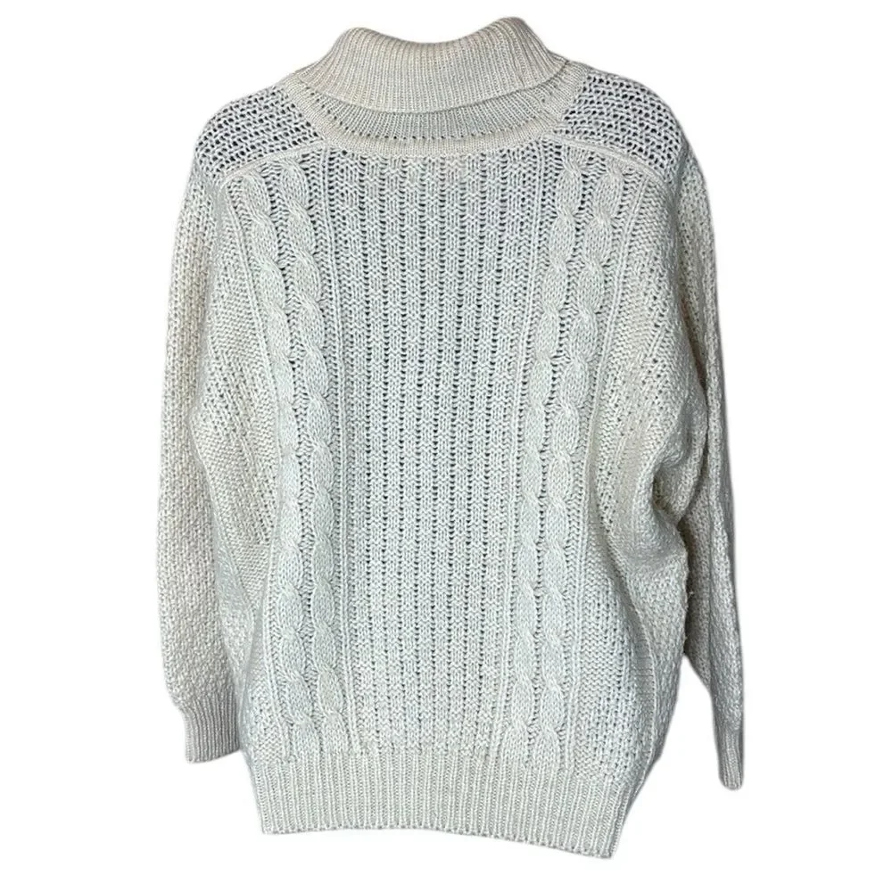 Vintage Bogner wool alpaca cable knit turtleneck sweater small fisherman